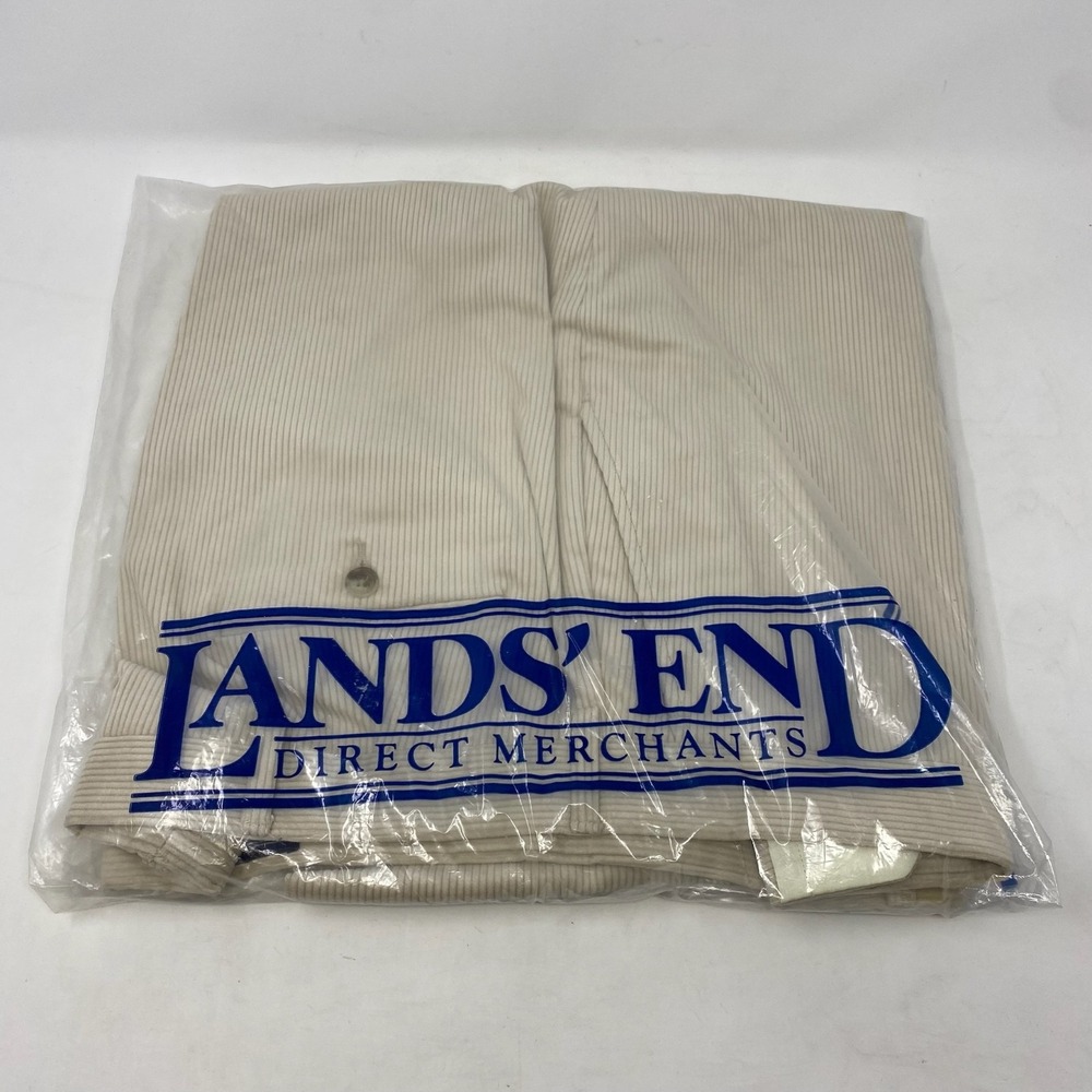 Lands End Corduroy Trousers Mens 42x26.25 Khaki Vtg Deadstock USA Made Heritage